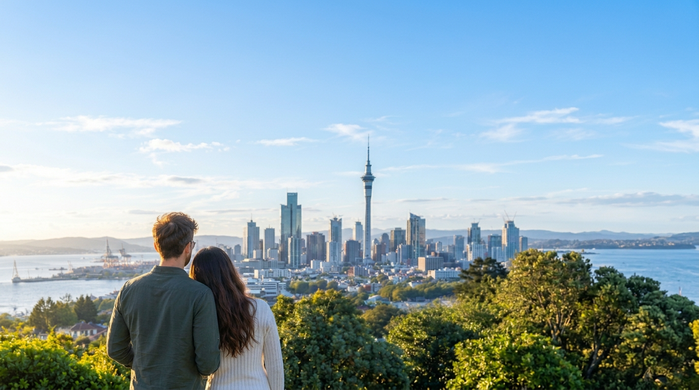 New Zealand harbour city skyline