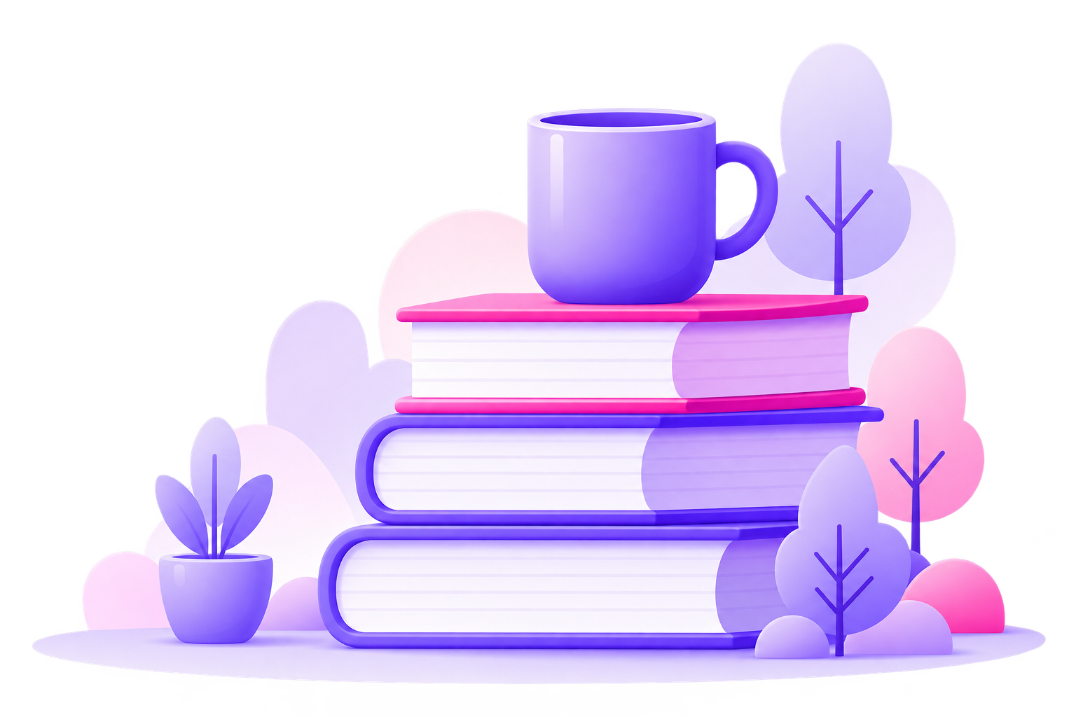 Stack of books with a mug